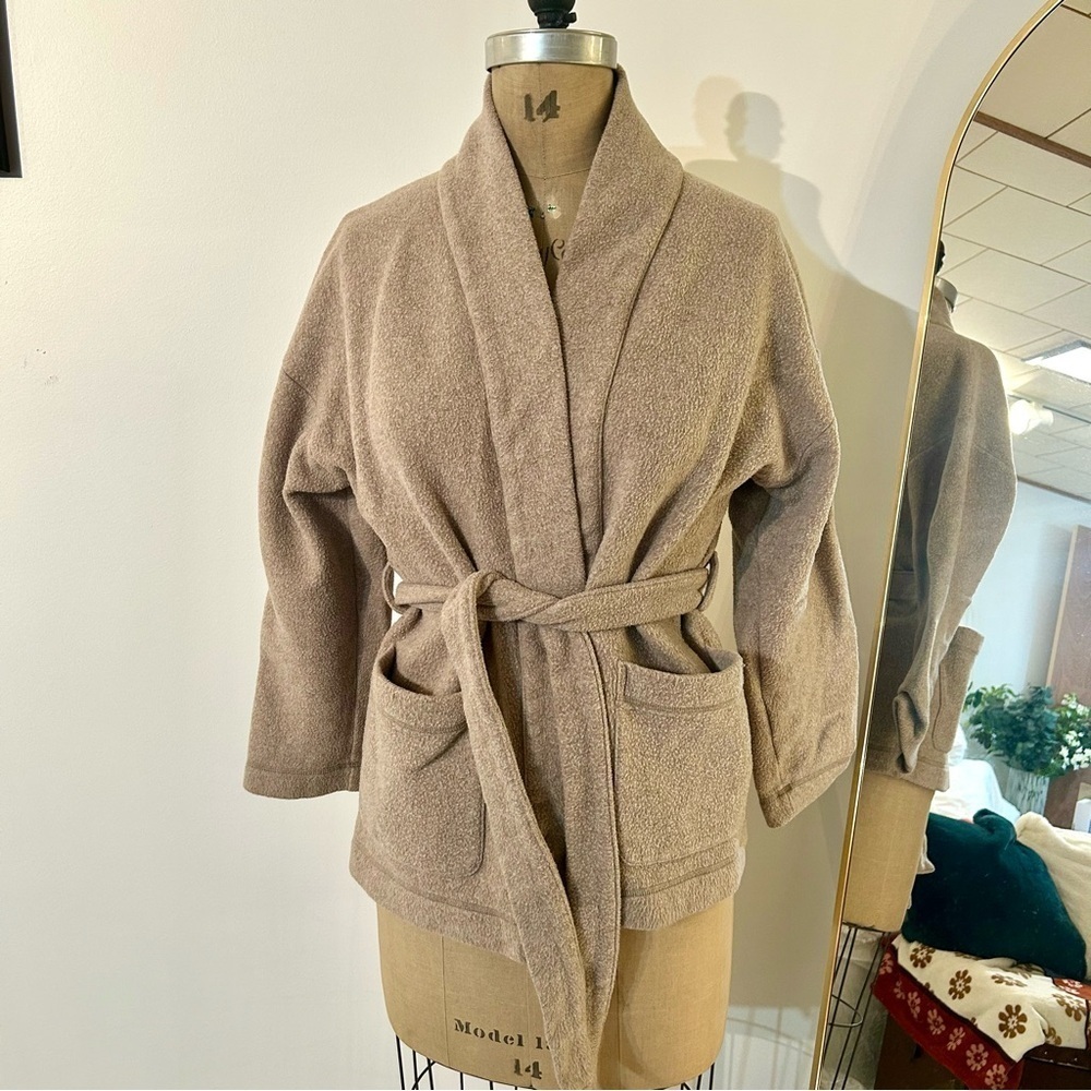 Haven Well Within Women’s Cozy Fleece Tan Belted Kimono Style Cardigan Sz S